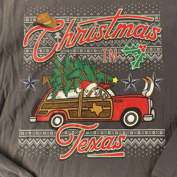 Buc-ee's Christmas Shirts Lot 2 Mens Medium Gray Long Sleeve Red Tee Texas Santa - Picture 5 of 12